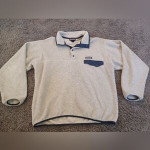 Patagonia Synchilla Snap Fleece Pullover Sweatshirt Grey Gray Outdoors Logo Sz L